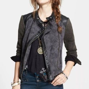 Free People mixed media leather jacket Size 8